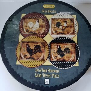 NIB Sakura Retro Rooster Plates
